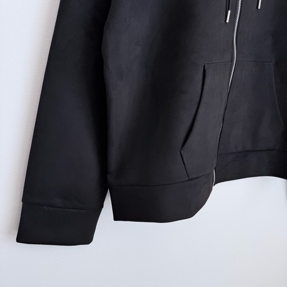 DKNY Jeans NWOT Women's Black Suede-Like Zip-Up Hoodie, Pockets, Size XL - Picture 4 of 8